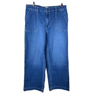 High-Rise Wide Leg Denim Jeans - Blue